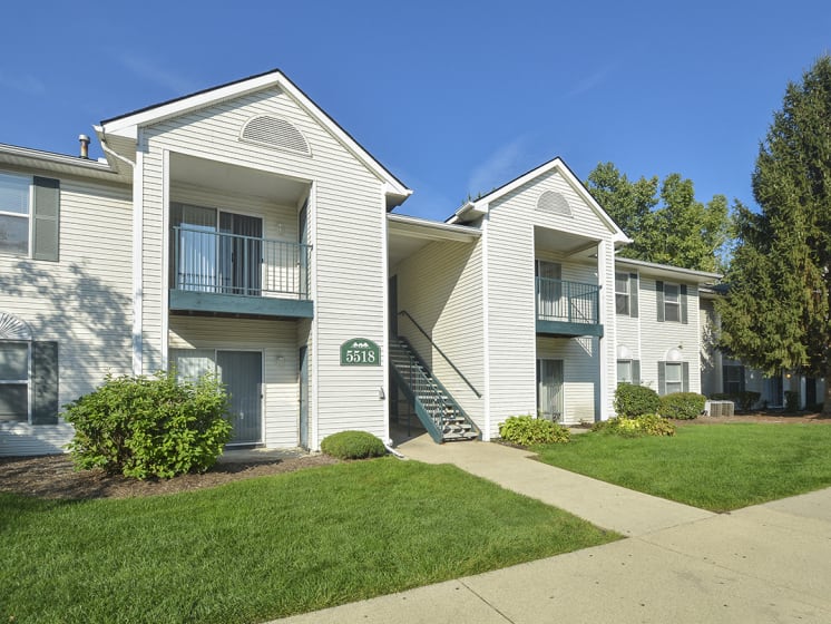 Exterior of a Northview Park Apartment Building with Lush Landscaping